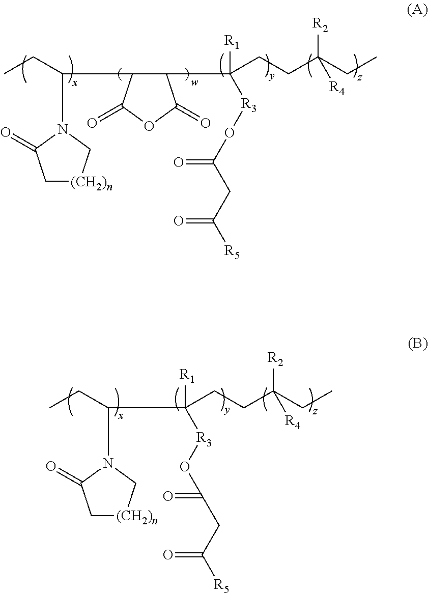 Lactamic polymer containing an acetoacetate moiety