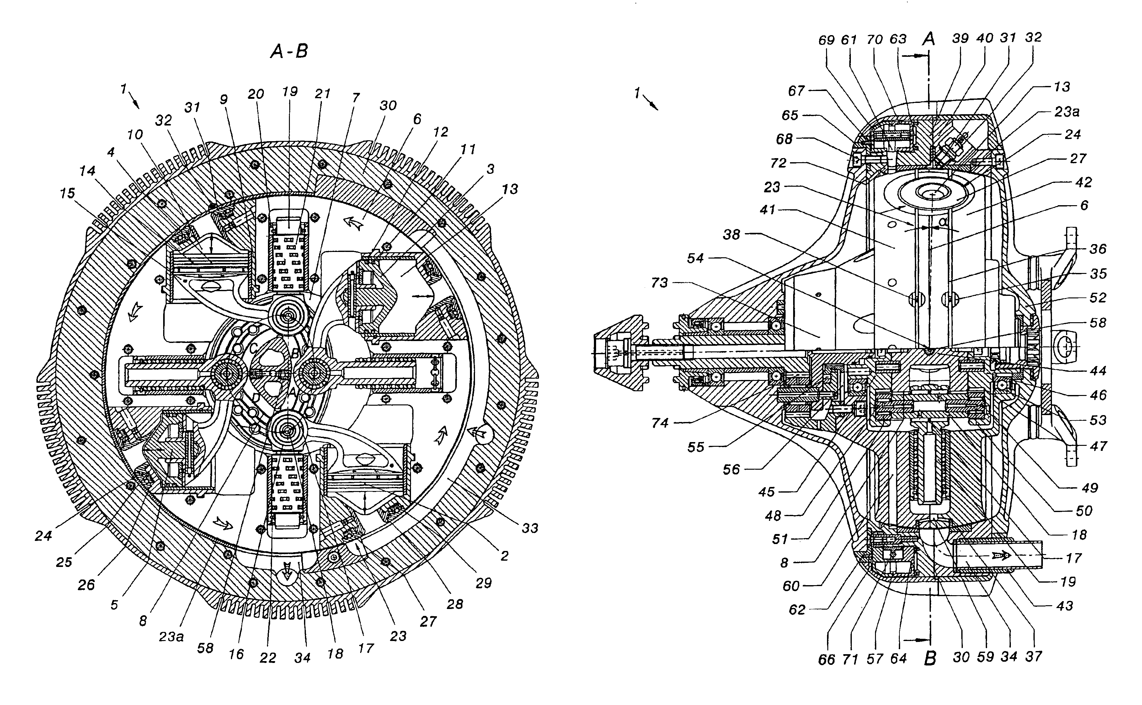 Reciprocating piston engine comprising a rotative cylinder