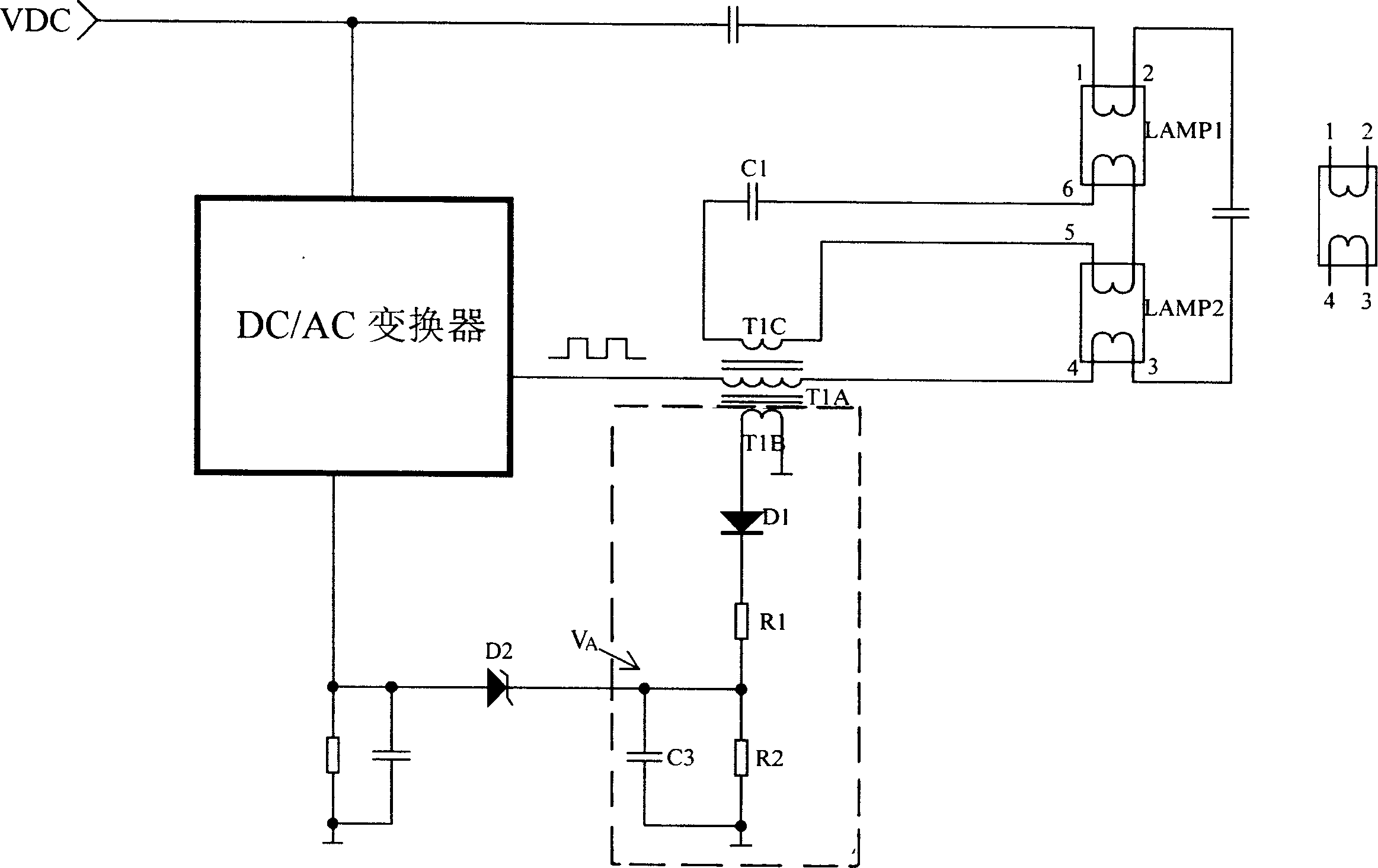 Automatic detecting and compensating circuit for single and double lamps
