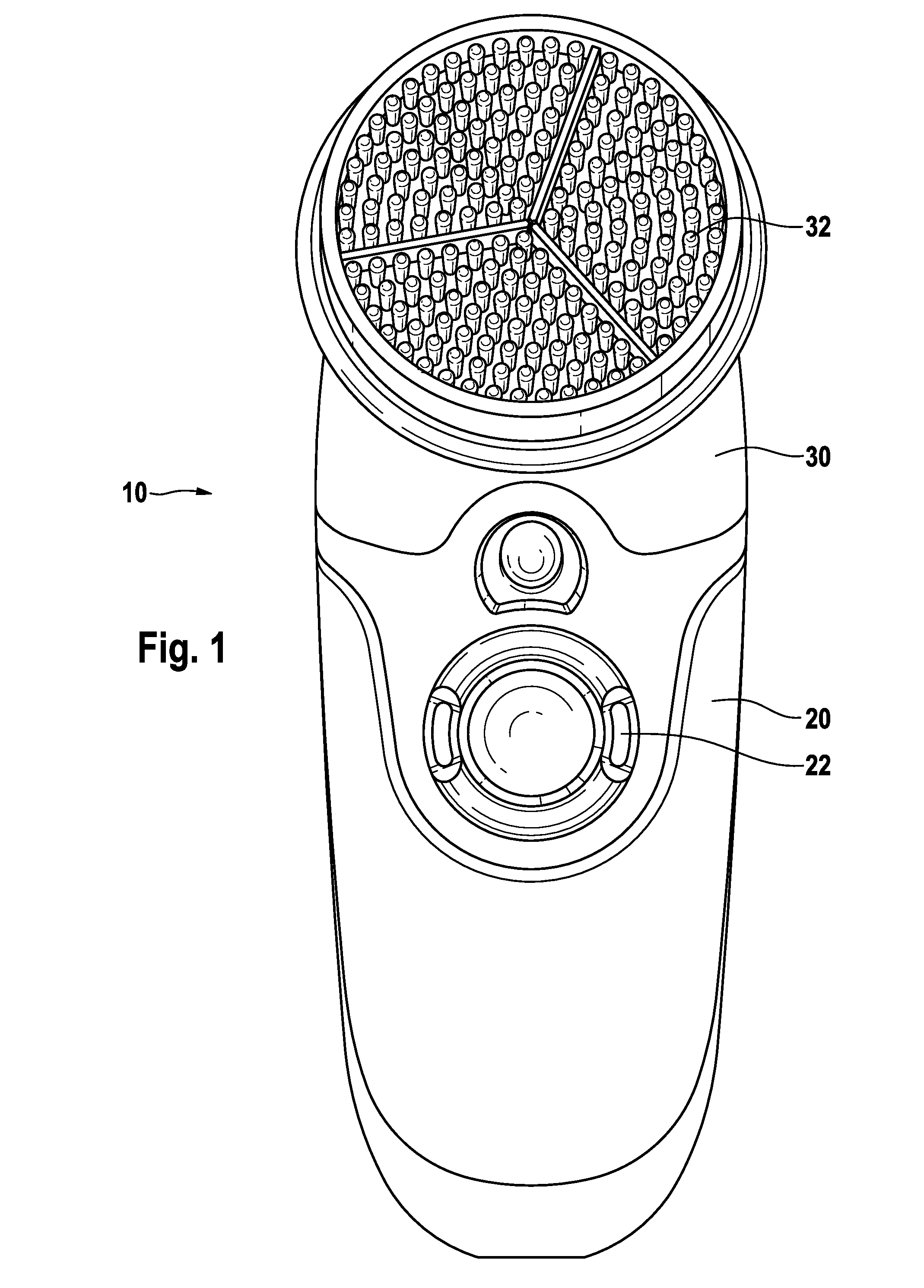 Skin treatment device and implement