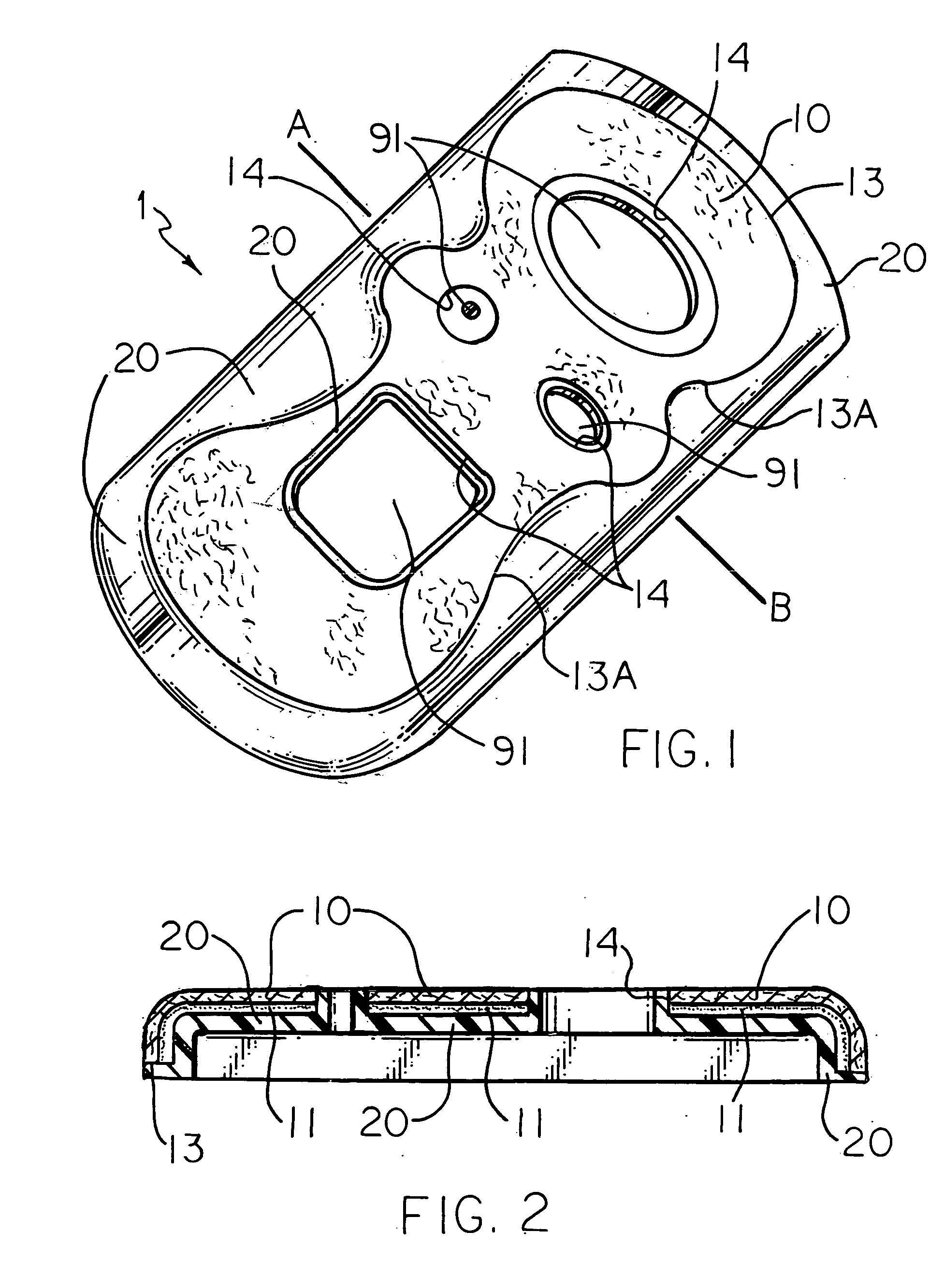 Molded parts with discontinuous fabric surface areas and processes for their production