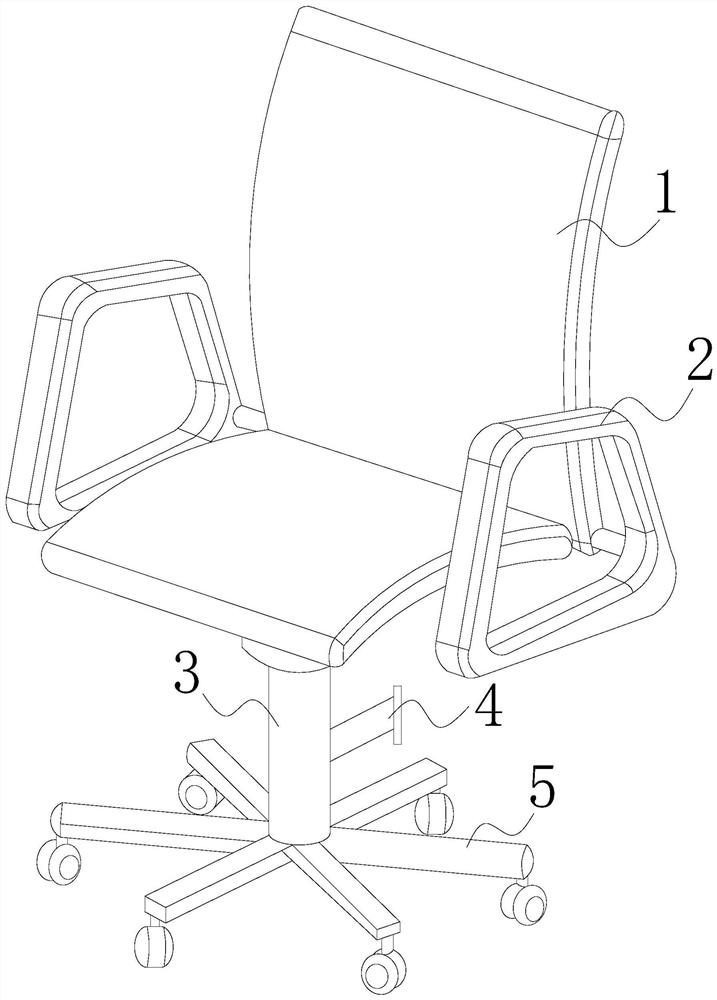 A reclining control device for office chairs using gap movement and slow rebound