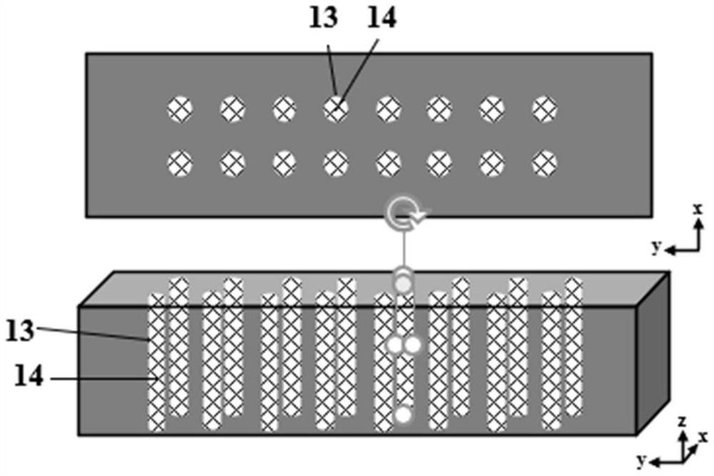 Diamond through hole array structure and preparation method and application thereof