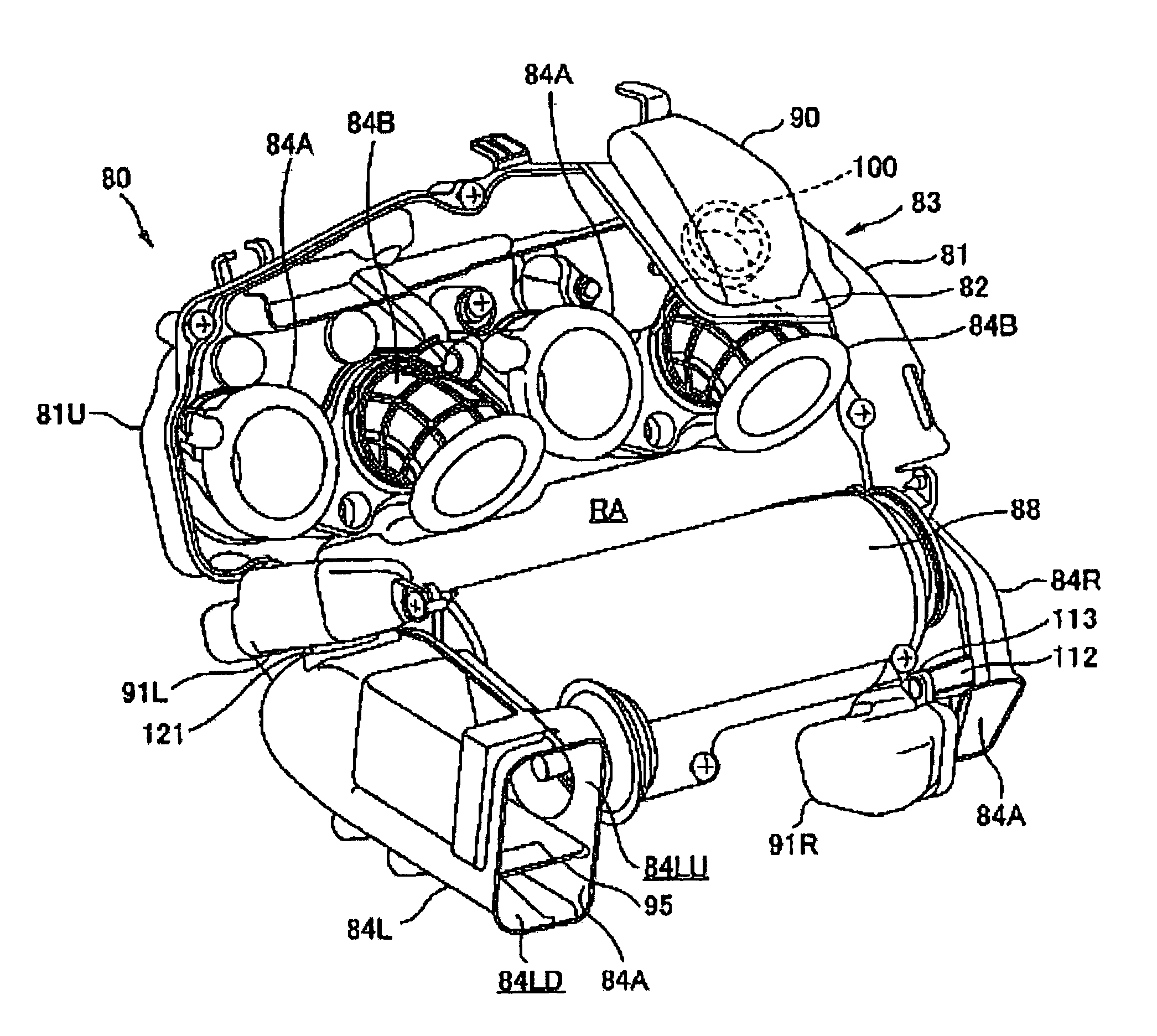 Intake device for a motorcycle