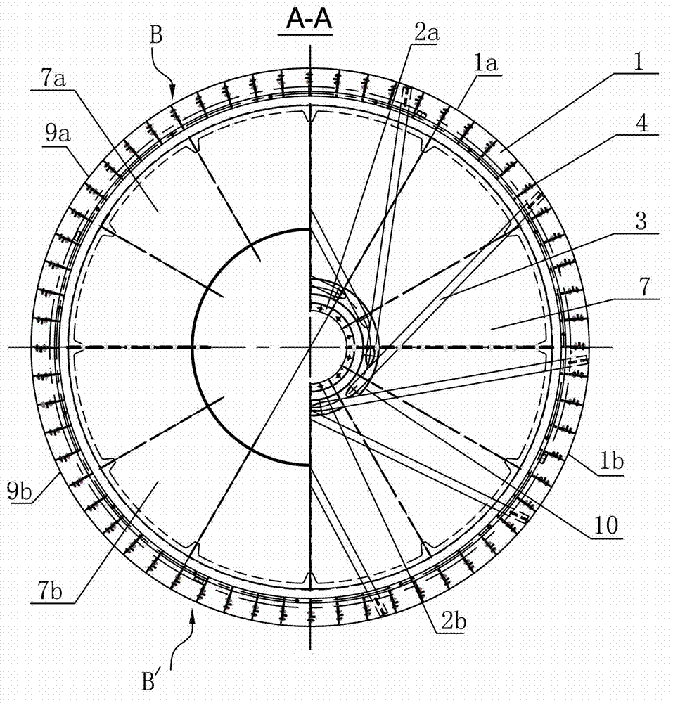 Splitting type rotor for powder concentrator and manufacturing process of splitting type rotor