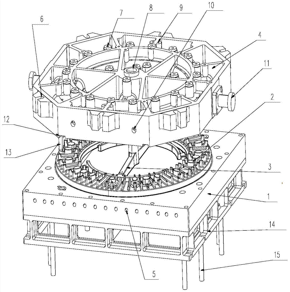 Sand-covered casting device and casting process for iron mold of brake disc friction ring for high-speed railway