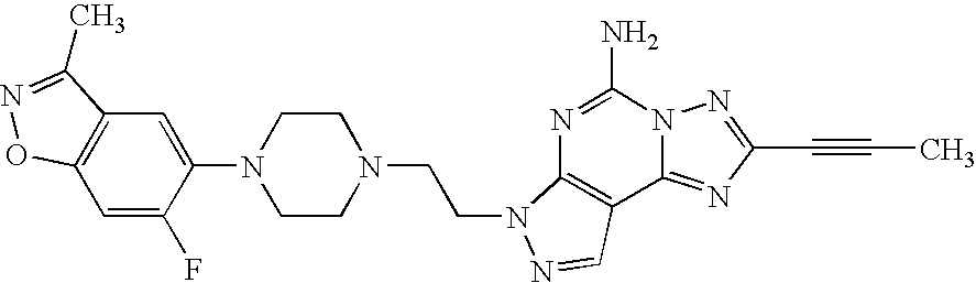 7-[2-[4-(6-fluoro-3-methyl-1,2-benzisoxazol-5-yl)-1-piperazinyl]ethyl]-2-(1-propynyl)-7H-pyrazolo-[4,3-e]-[1,2,4]-triazolo-[1,5-C]-pyrimidin-5-amine