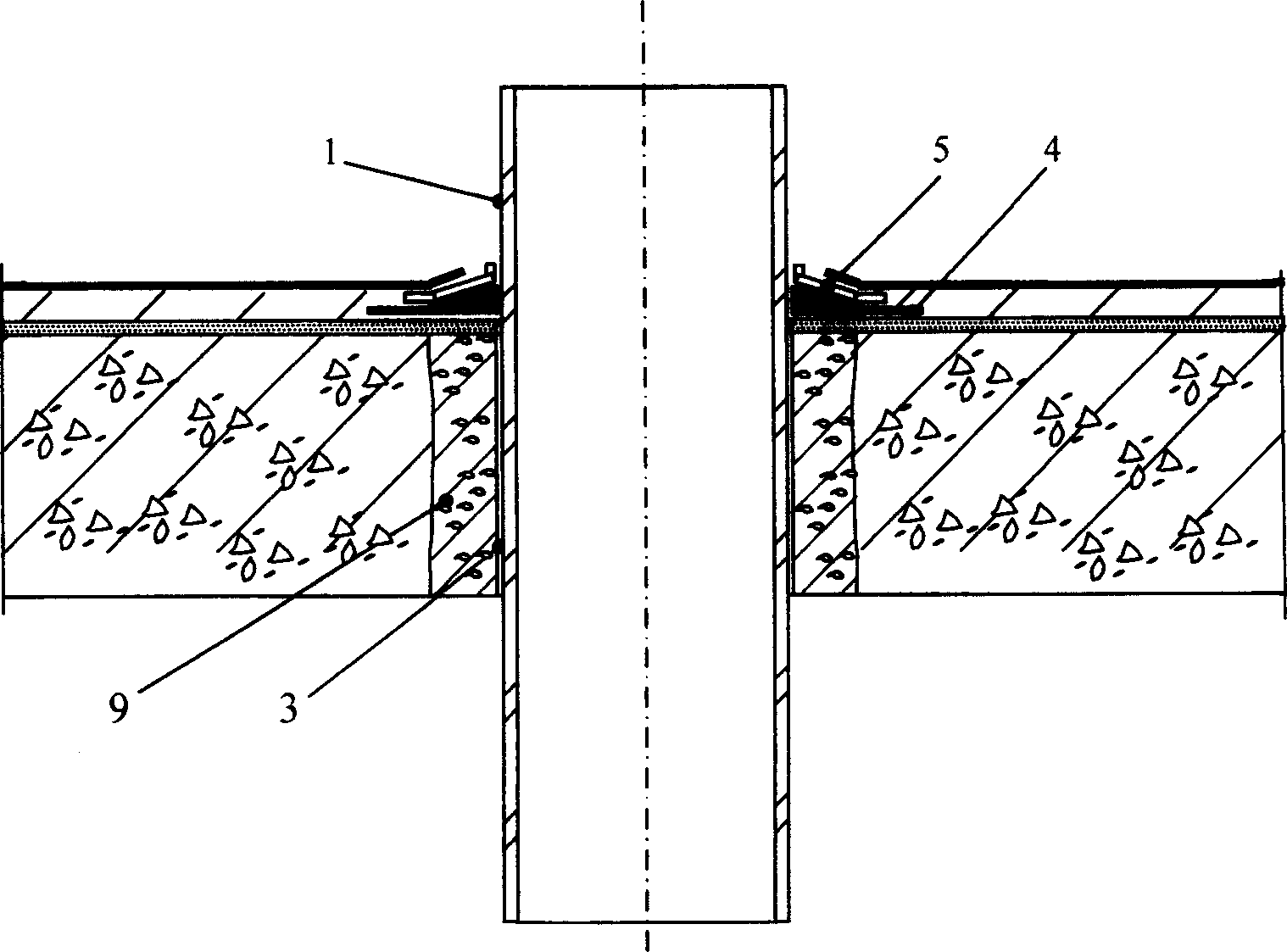 Pipeline and floor joint position water proof construction method