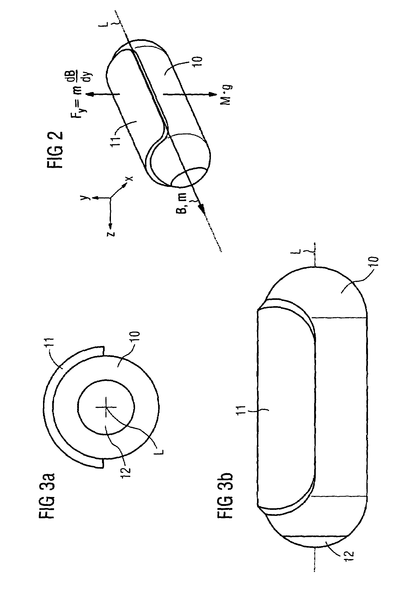 Magnetically navigable device with associated magnetic element