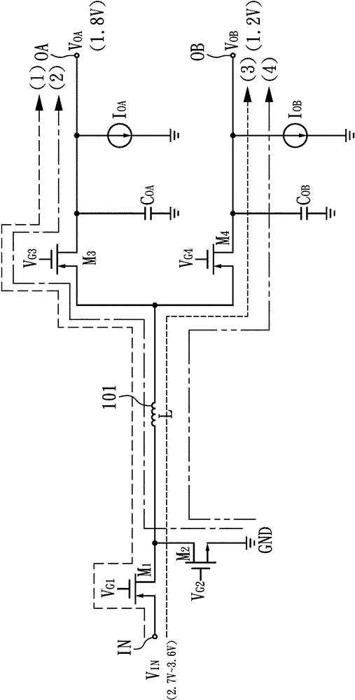 Single-inductance double-output power converter and driving method thereof