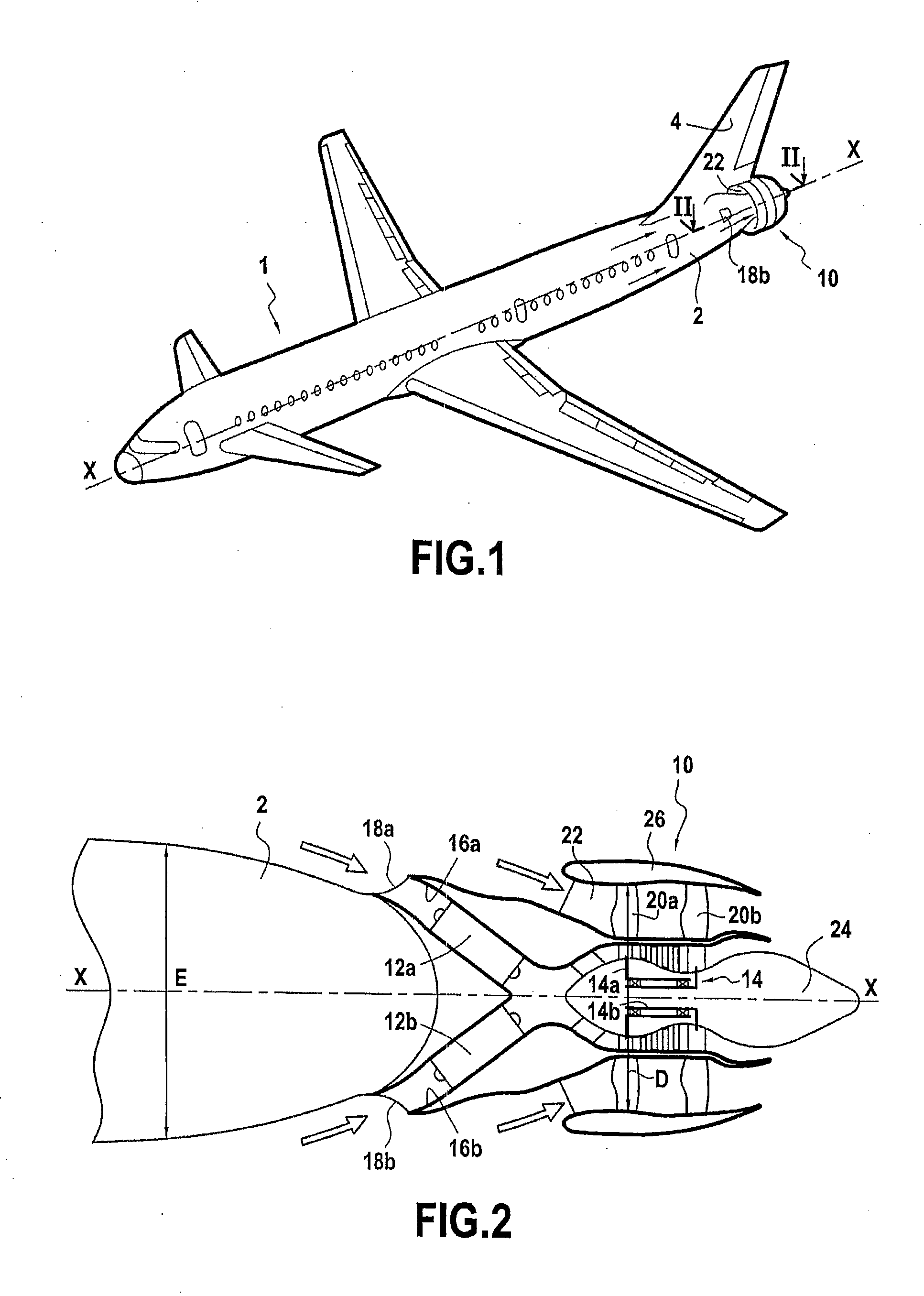 Aircraft propelled by a turbojet engine with contrarotating fans
