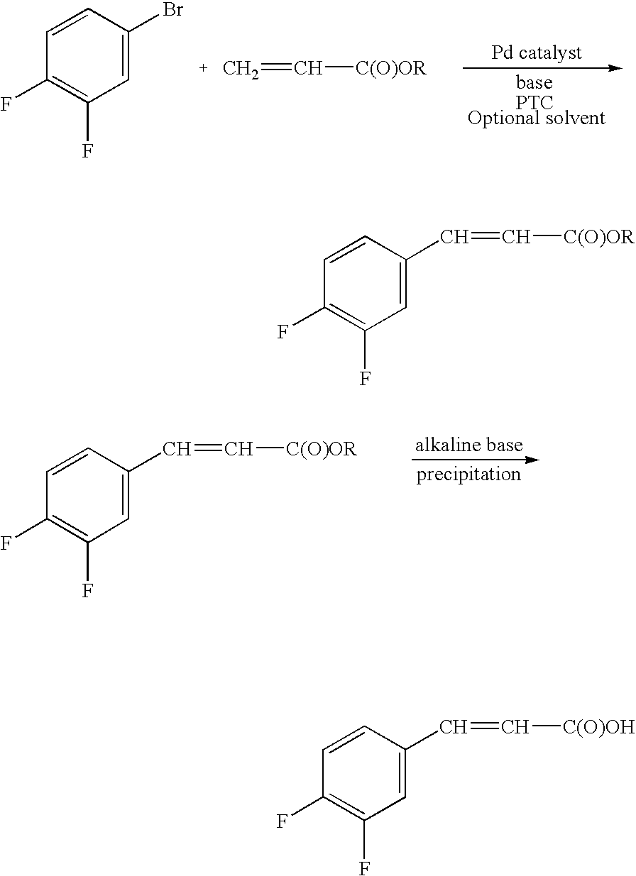 Process for preparing cinnamic acids and alkyl esters thereof