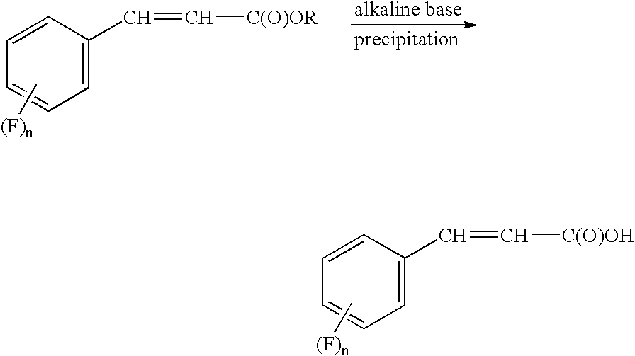 Process for preparing cinnamic acids and alkyl esters thereof