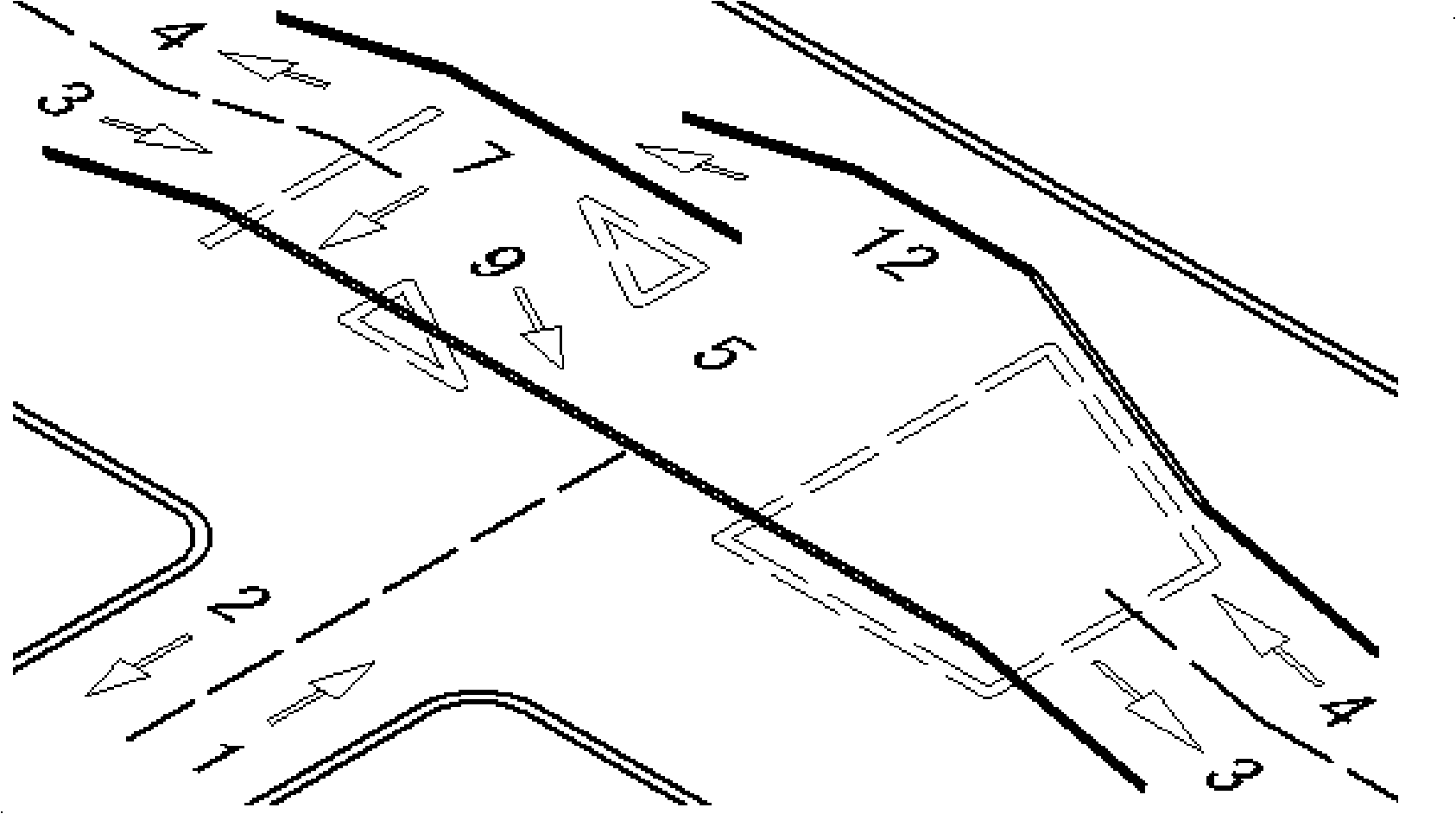 Method and road structure for run of road junction without block