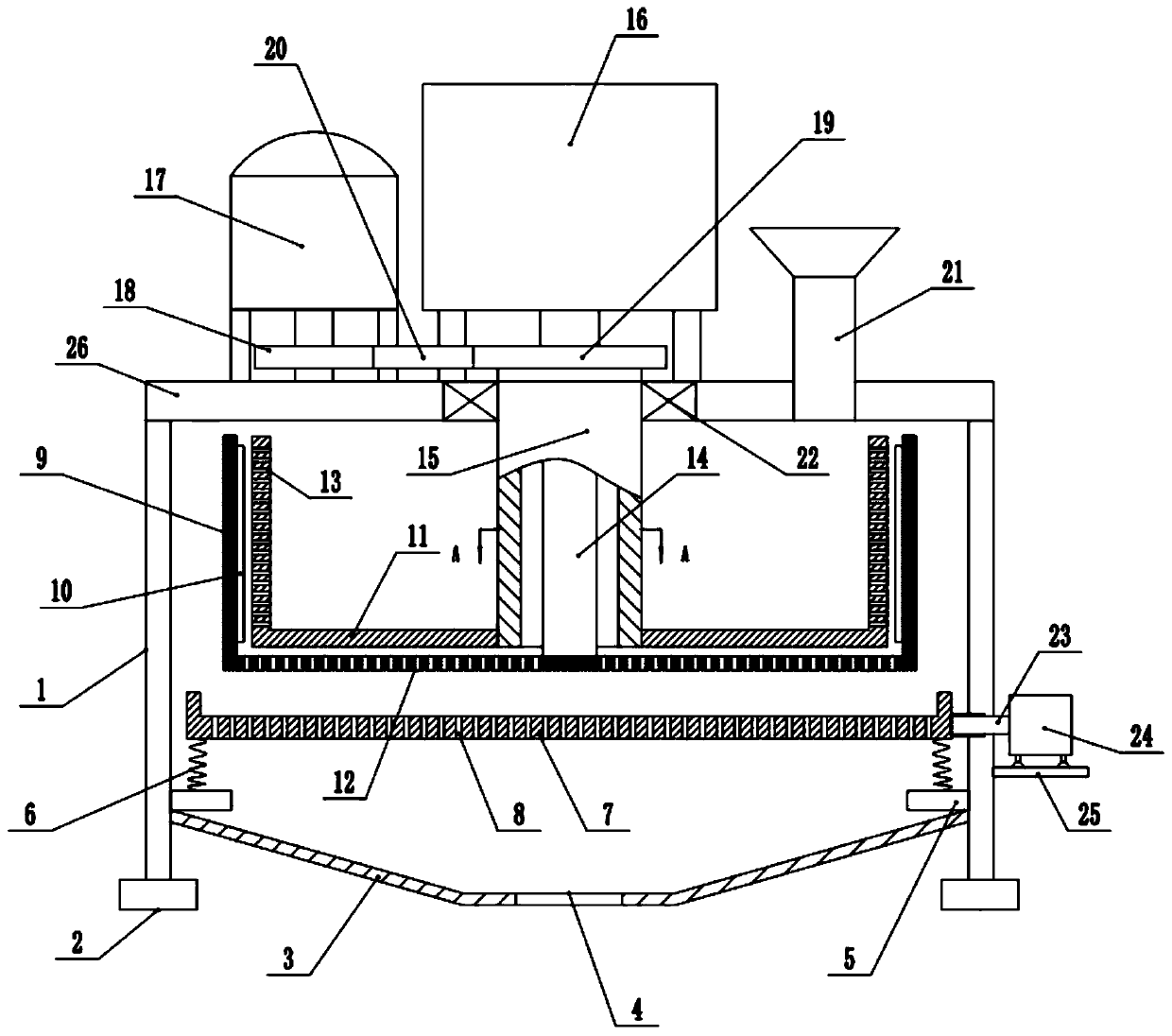 Granulating device for cold and heat shrinking material of insulation joint