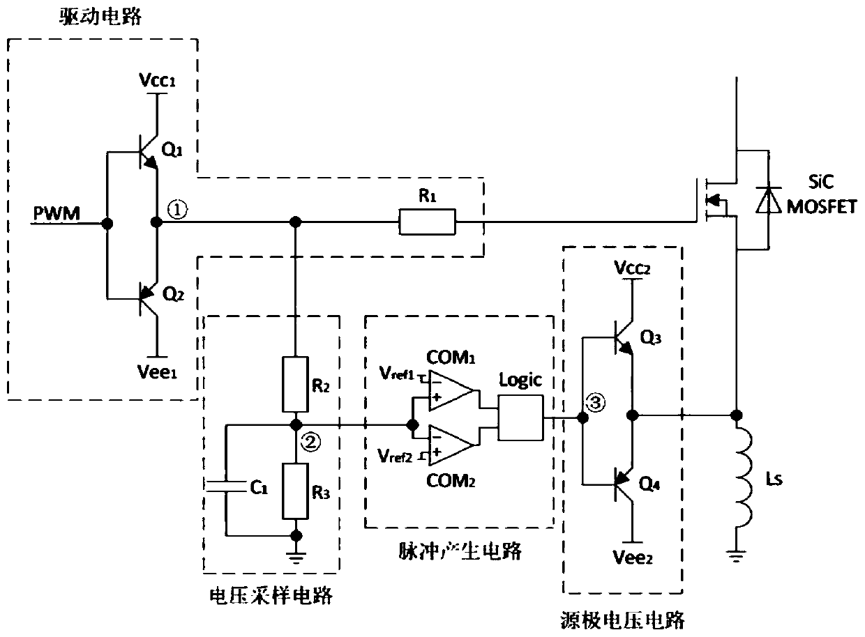 Variable voltage SiC MOSFET active driving circuit