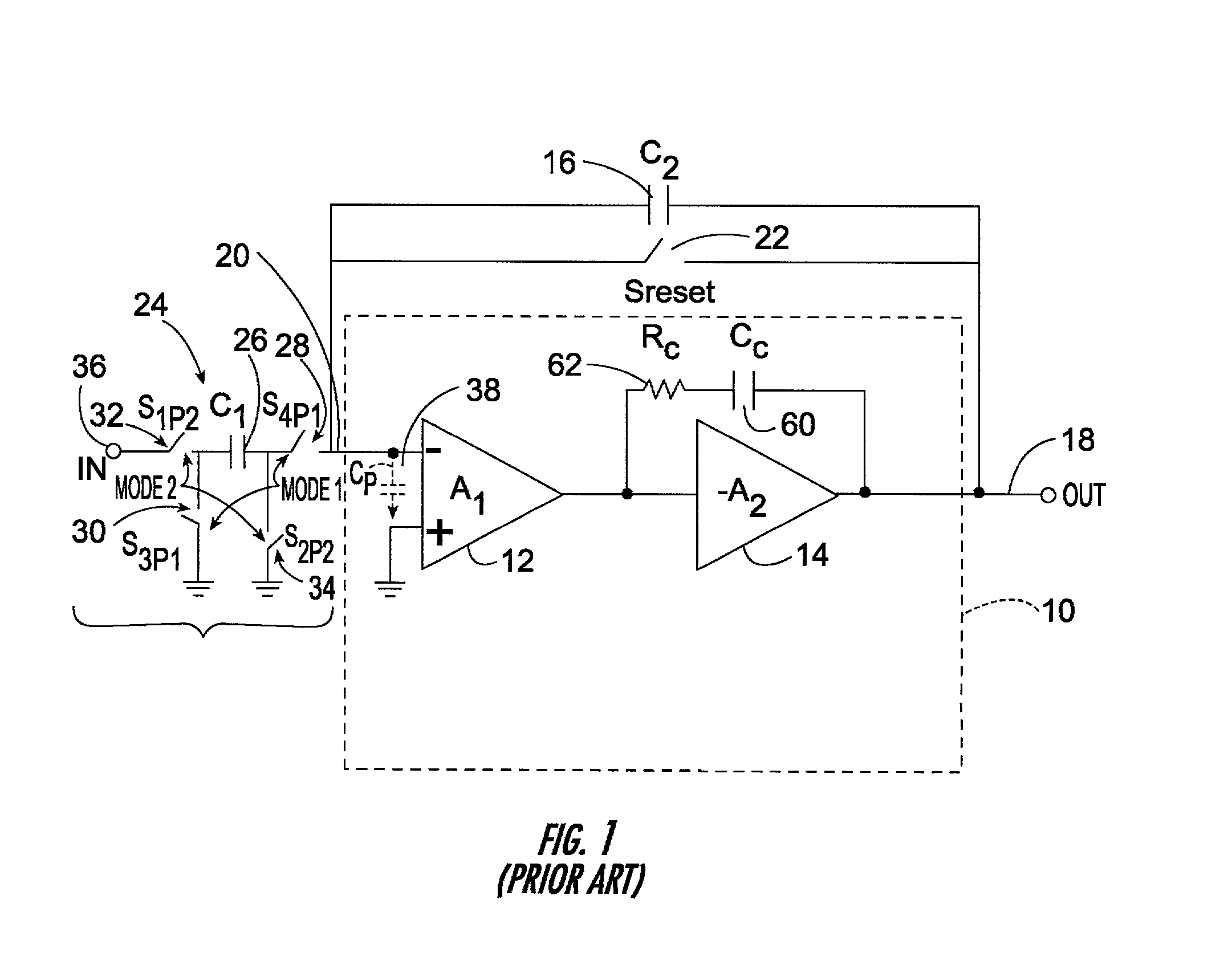 Dynamic frequency compensated operation amplifier