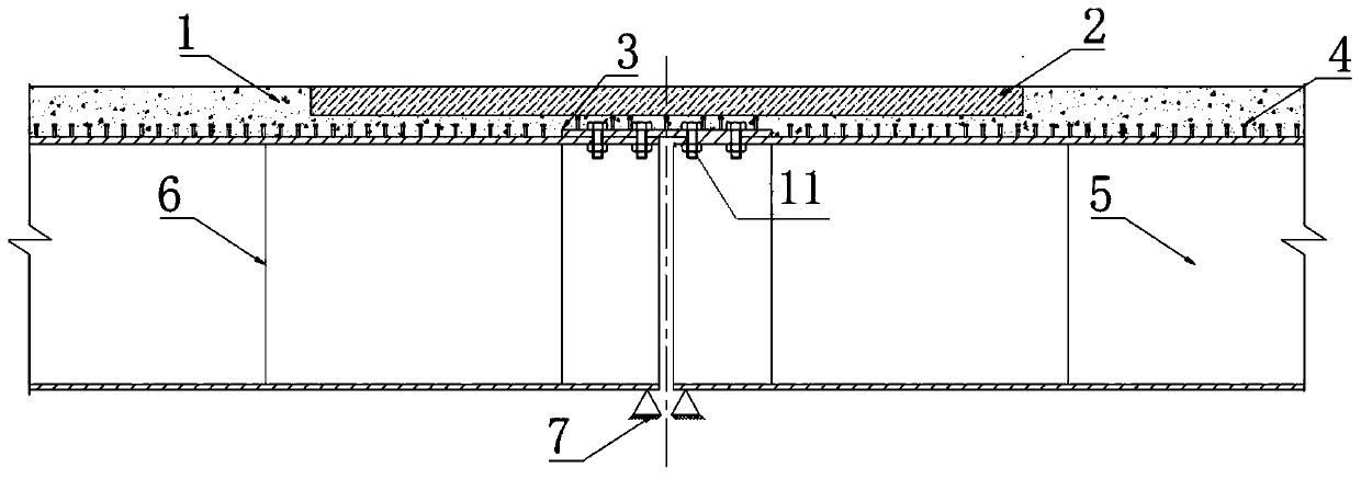 Negative bending moment area UHPC treatment steel-concrete composite structure and preparation method thereof