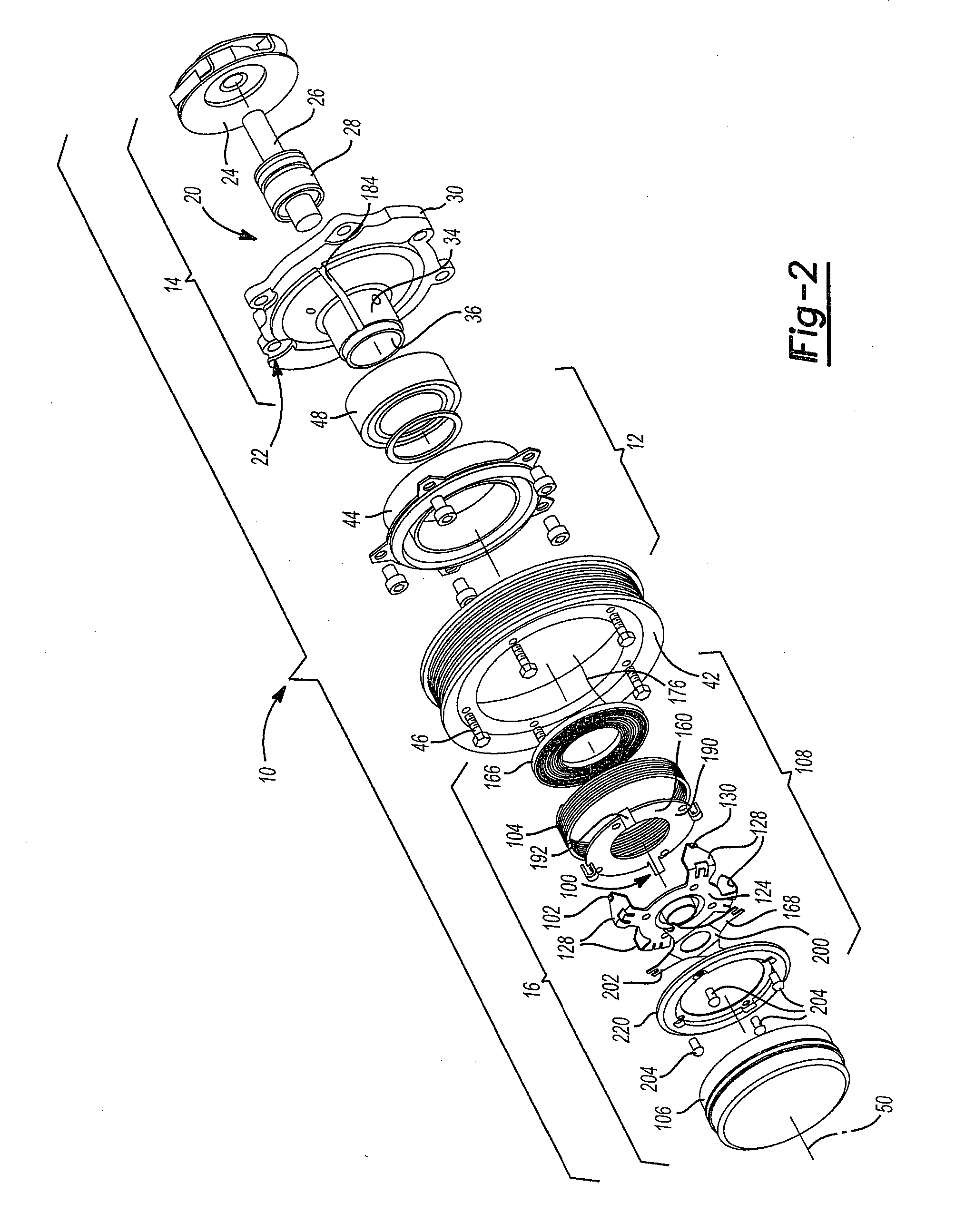 Driven accessory with low-power clutch for activating or de-activating same