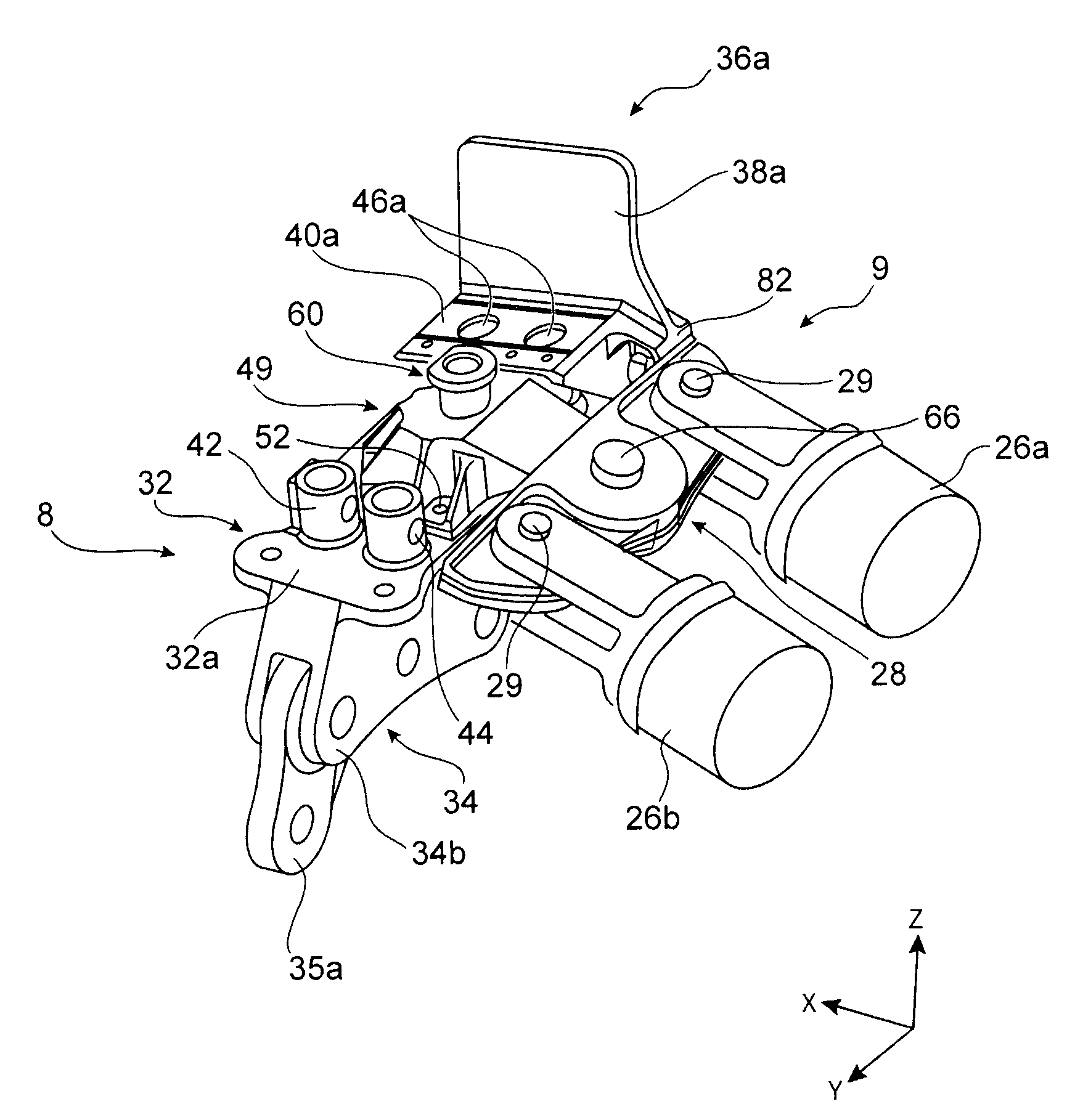 Device for attaching an aircraft engine comprising a thrust force take-up device with a compact design