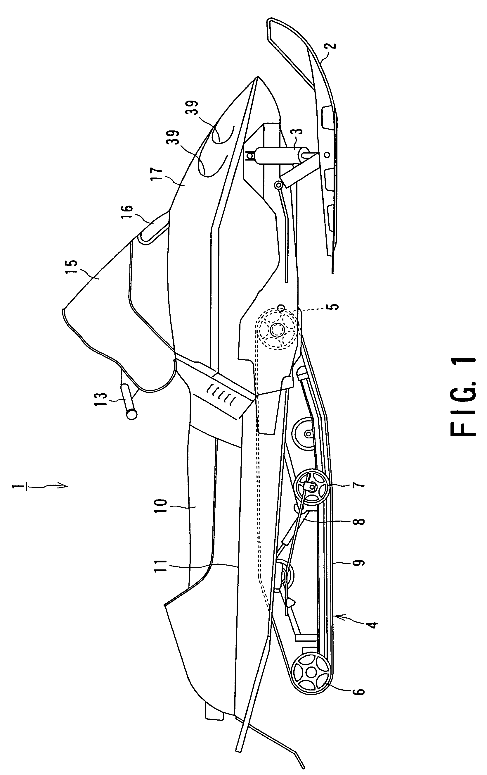 Engine structure of snowmobile