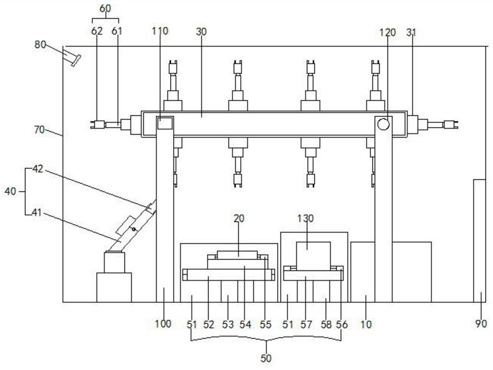 Discharging device for injection molding of plastic bracket of camera module