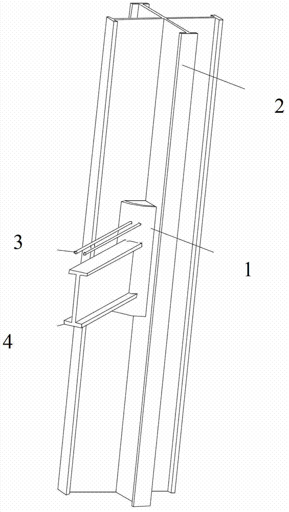 Node for combination beam and 45-degree arranged cross steel reinforced concrete column