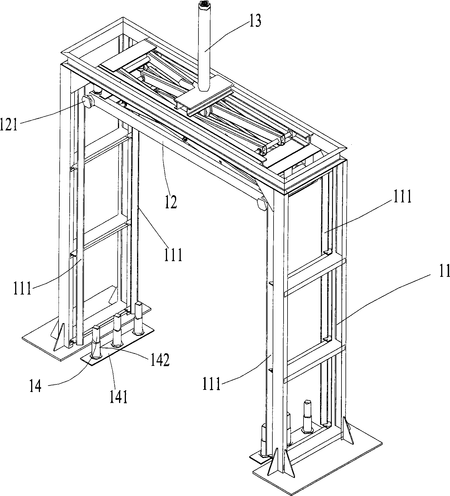 Device for automatically lacquering external case of frontend wall of shipping container