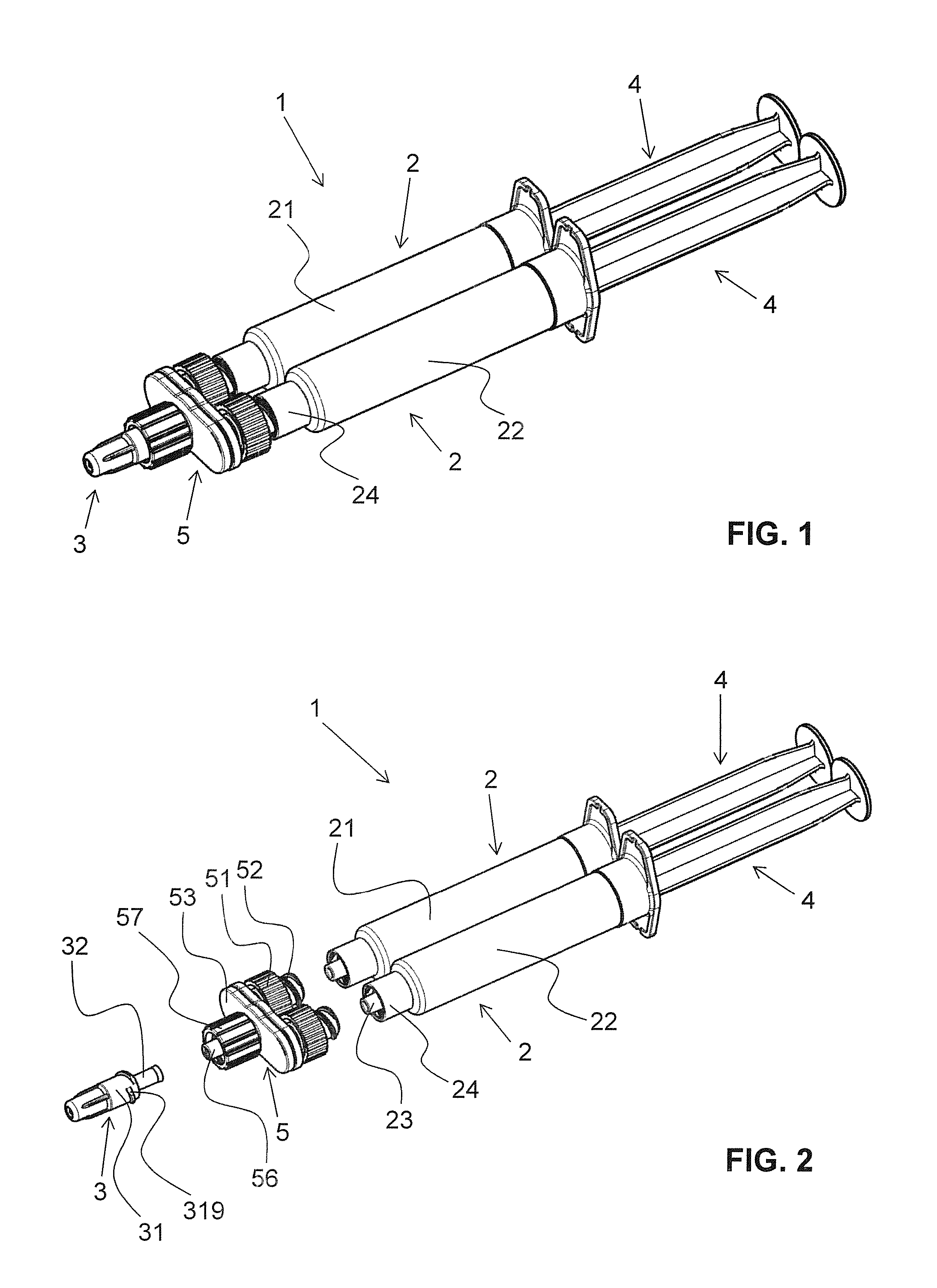 Mixing device for a discharge unit