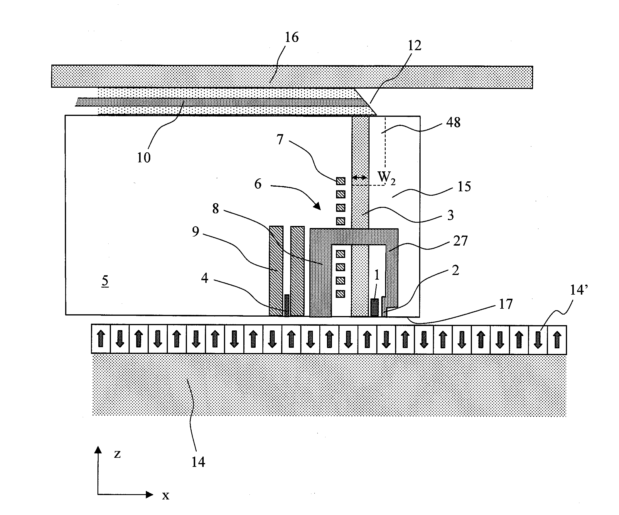 Head for thermal assisted magnetic recording device, and thermal assisted magnetic recording device