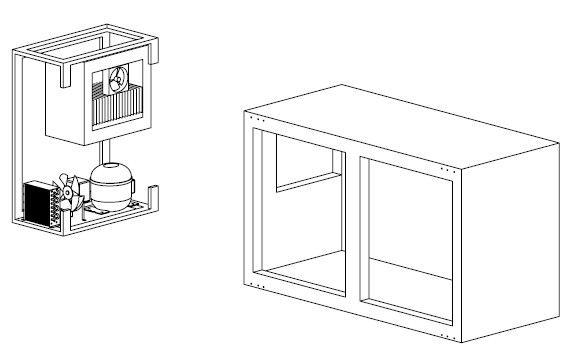 Front-installed integral refrigerating system module of horizontal refrigerator