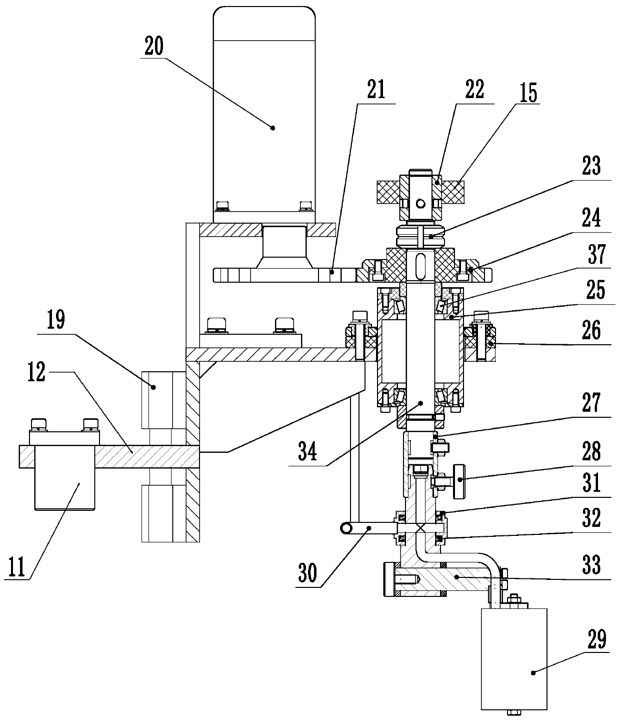 Automatic control type brushing plating device for spindle hole of engine