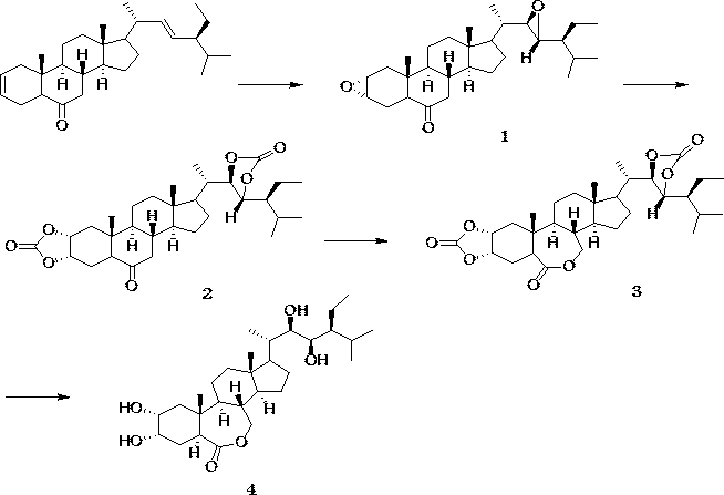 Preparation method with four-step synthesis of 28-homobrassinolide