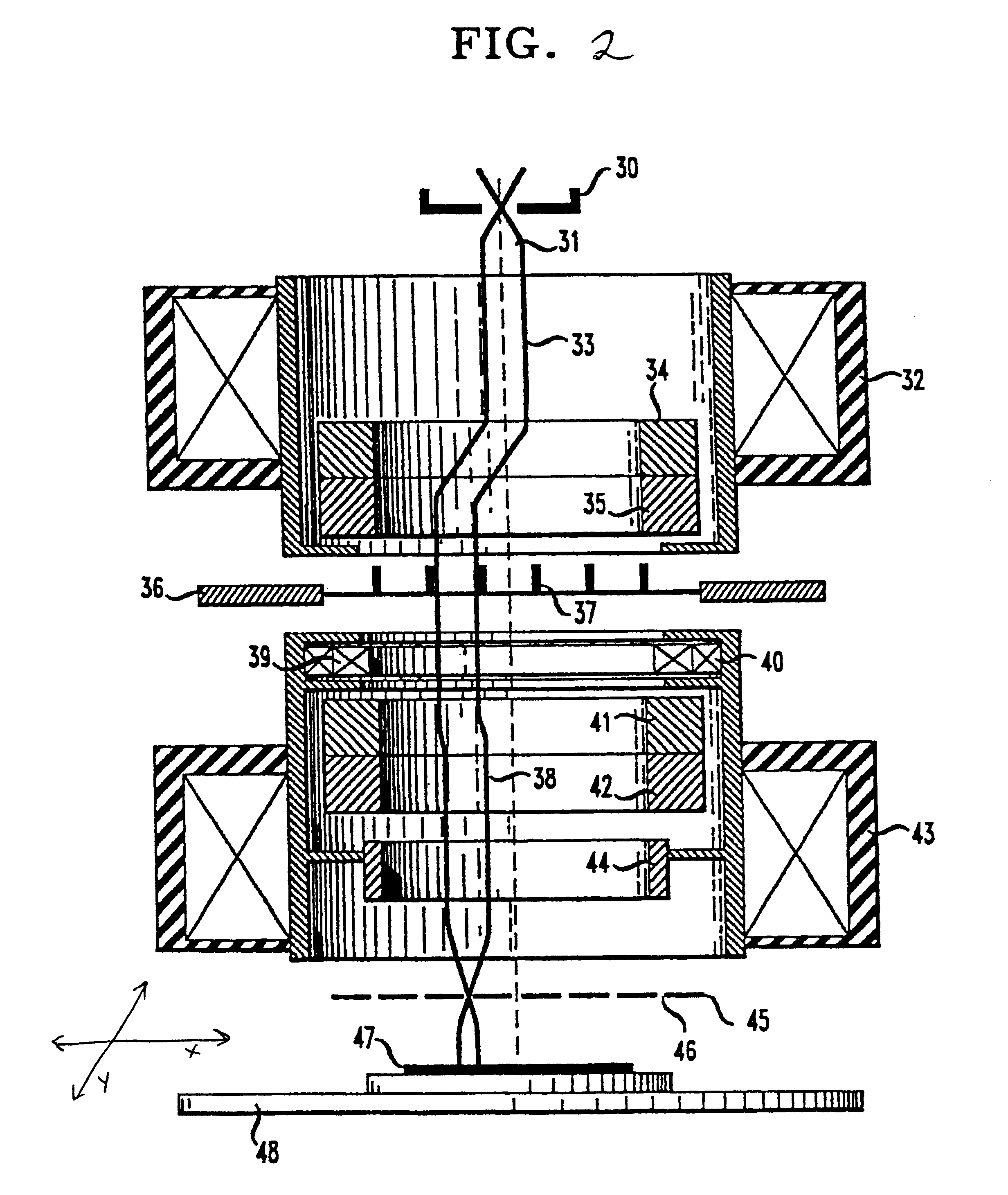 Electron beam lithography focusing through spherical aberration introduction