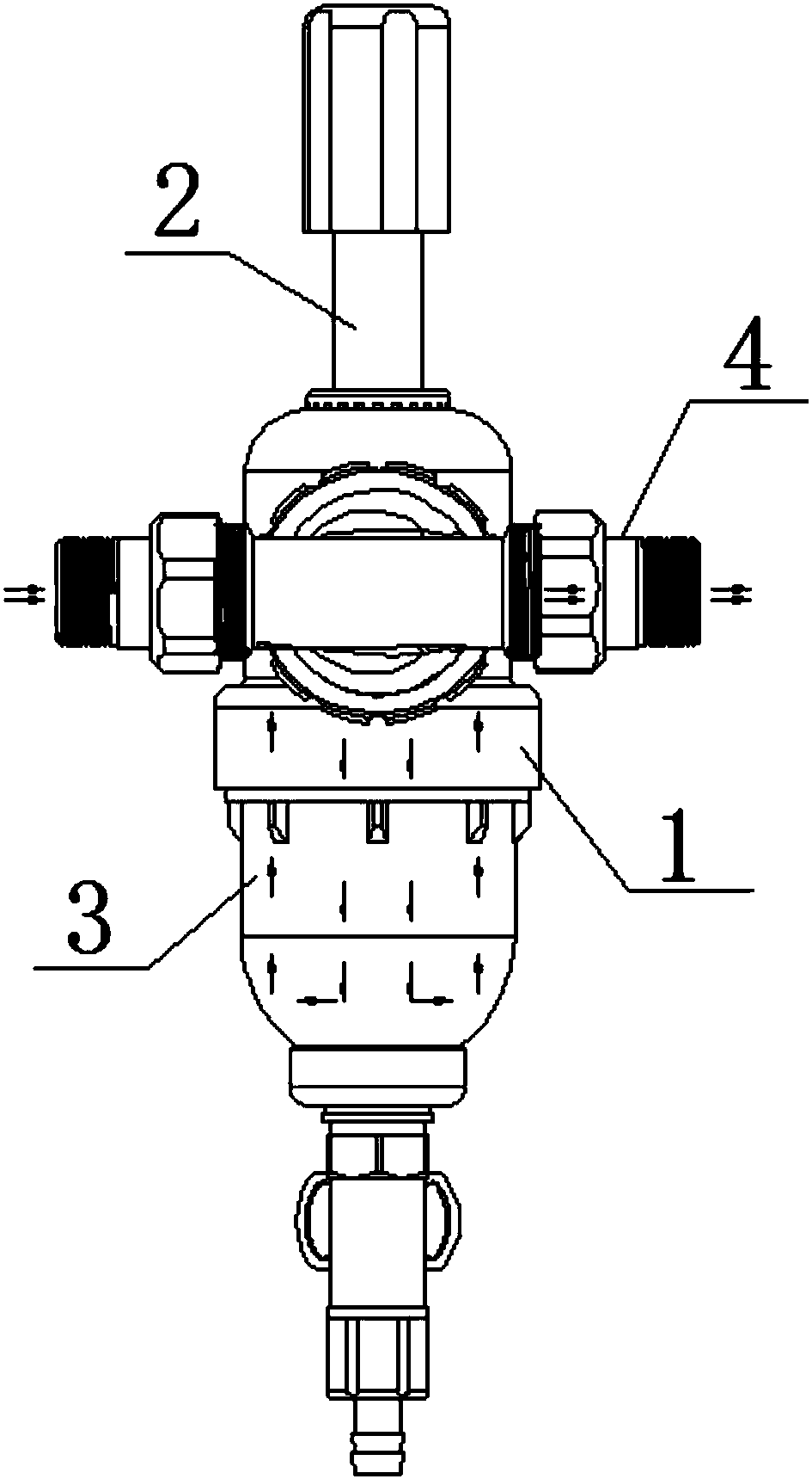 Backflush front filter with multiple filtering functions