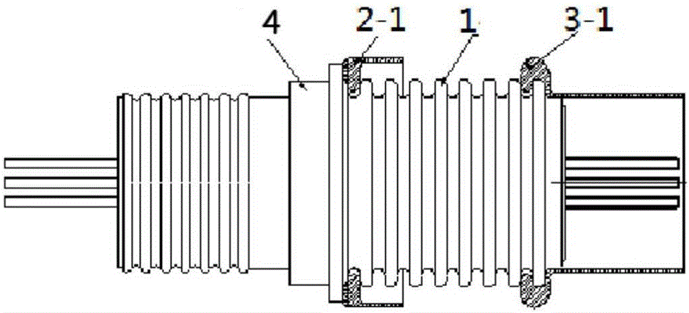 High-pressure wall bushing of three-element structure