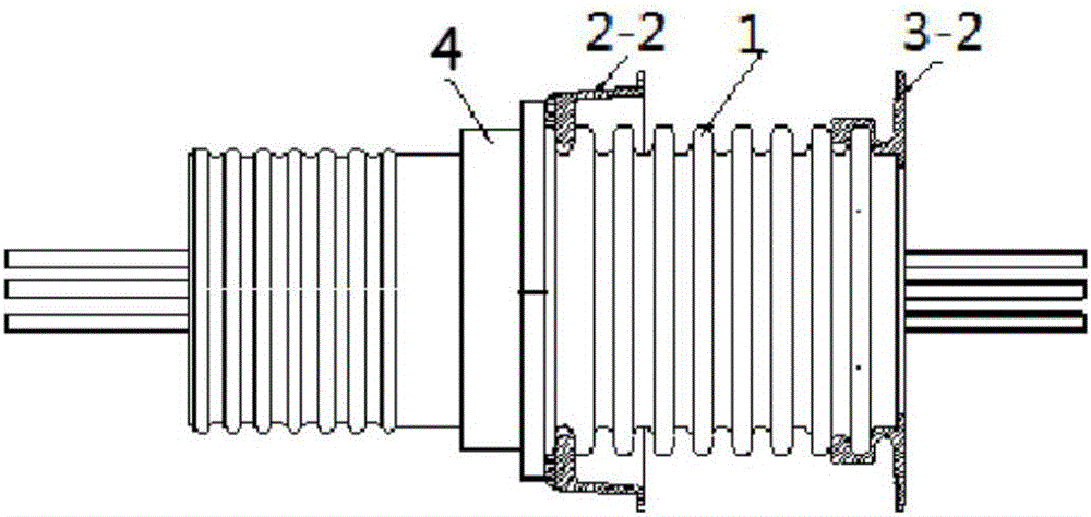 High-pressure wall bushing of three-element structure