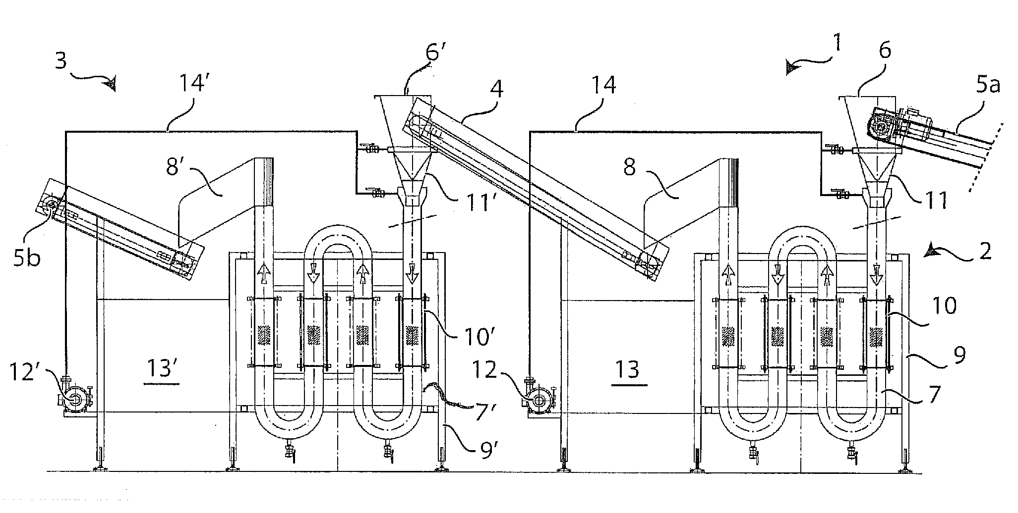 System for pasteurisation thermal treatment of foodstuffs, particularly leaf product