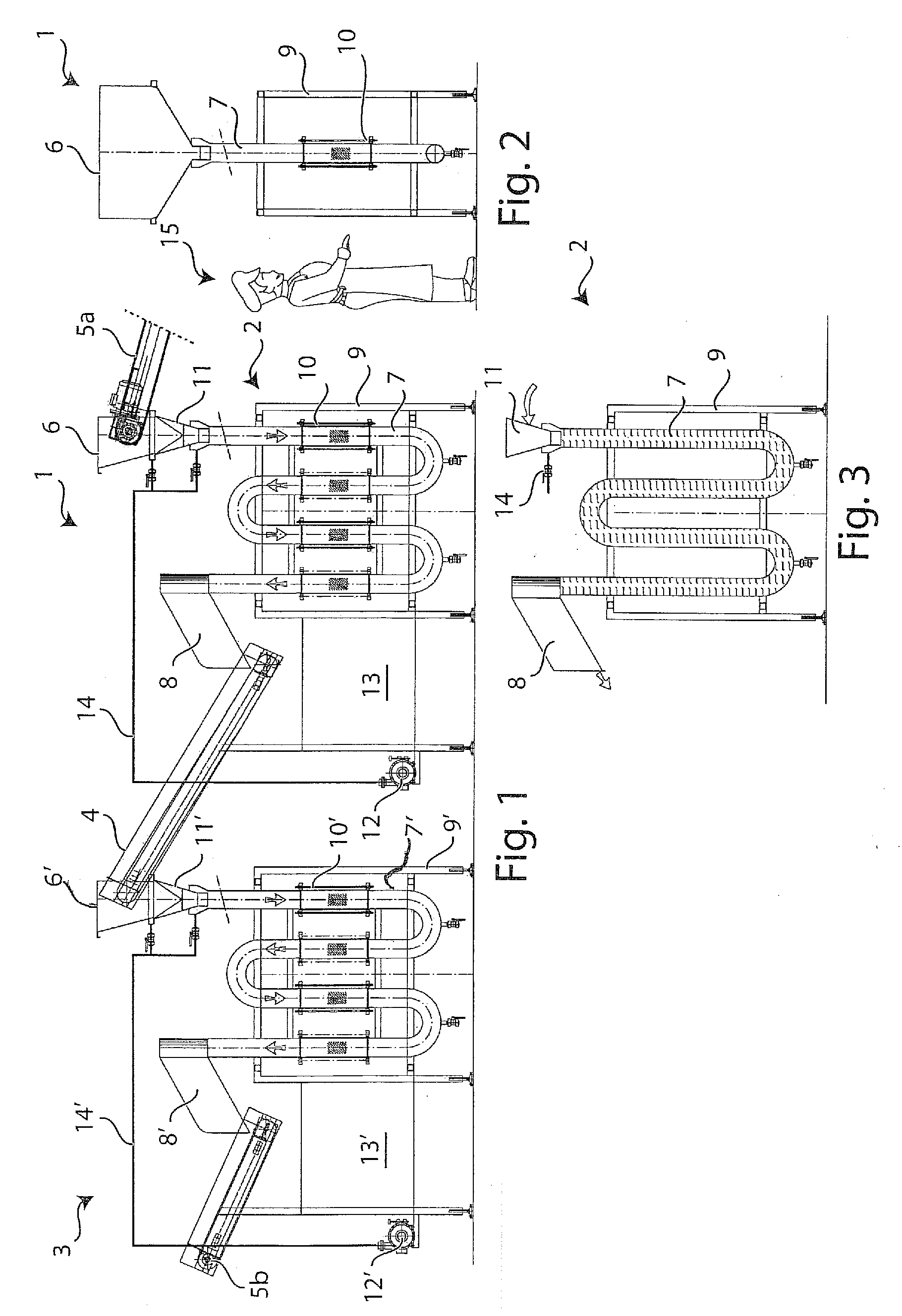 System for pasteurisation thermal treatment of foodstuffs, particularly leaf product