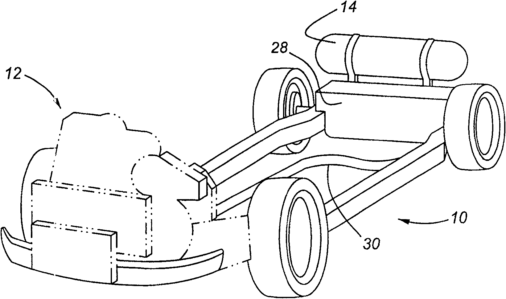 Gas fuel system for motor vehicle