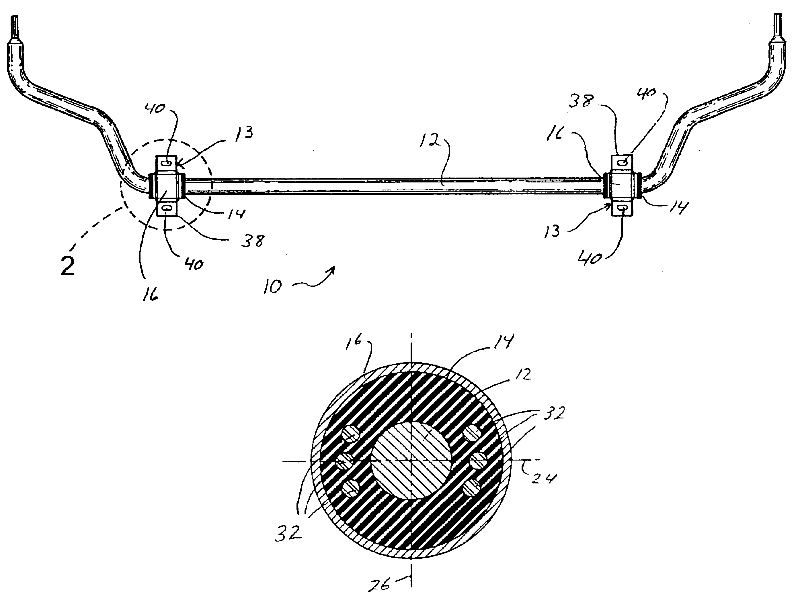 Gripped bushing system with alternating radial stiffness