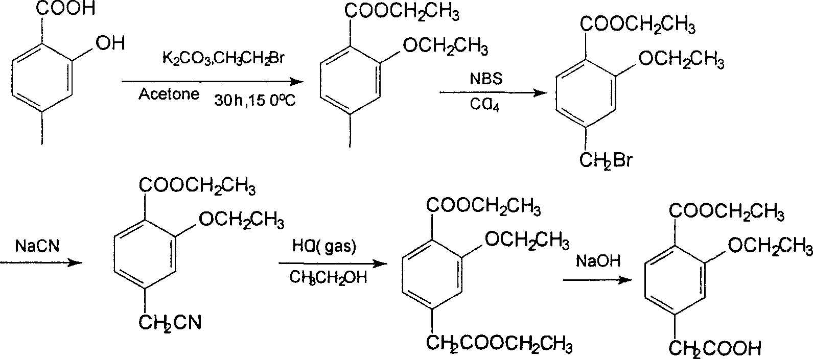3- alkoxy -4-carbalkoxyphenylacetate and 3-alkoxy-4-carbalkoxyphenylacetic acid synthesis method