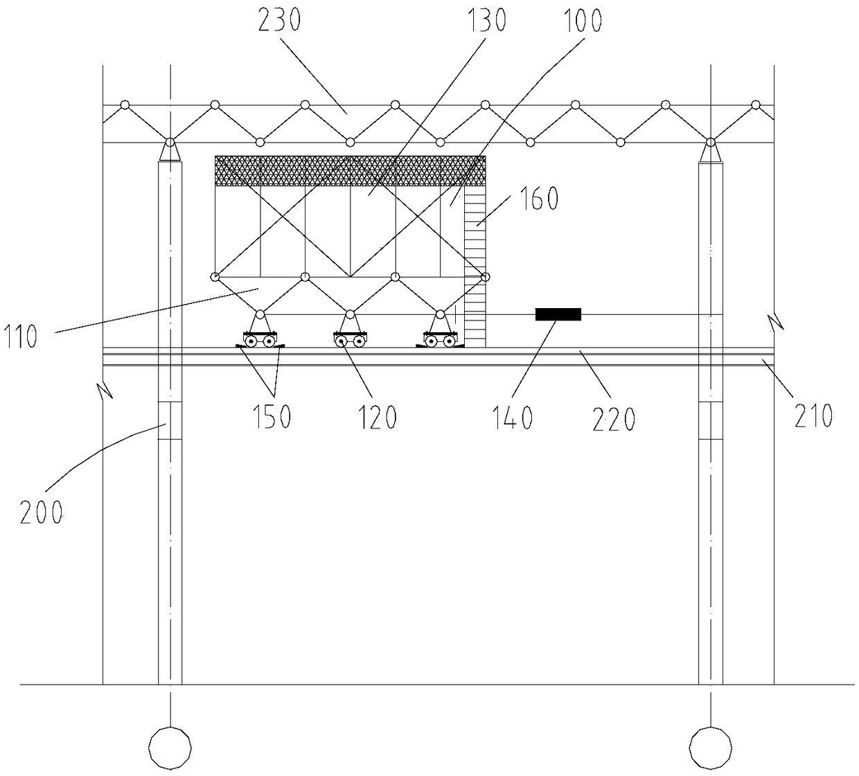 A grid high-altitude bulk sliding platform and high-altitude bulk construction method