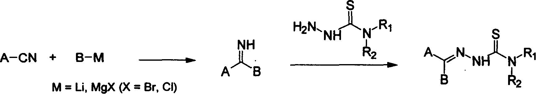 Method for synthesizing heteroaryl thiosemicarbazone antineoplastic