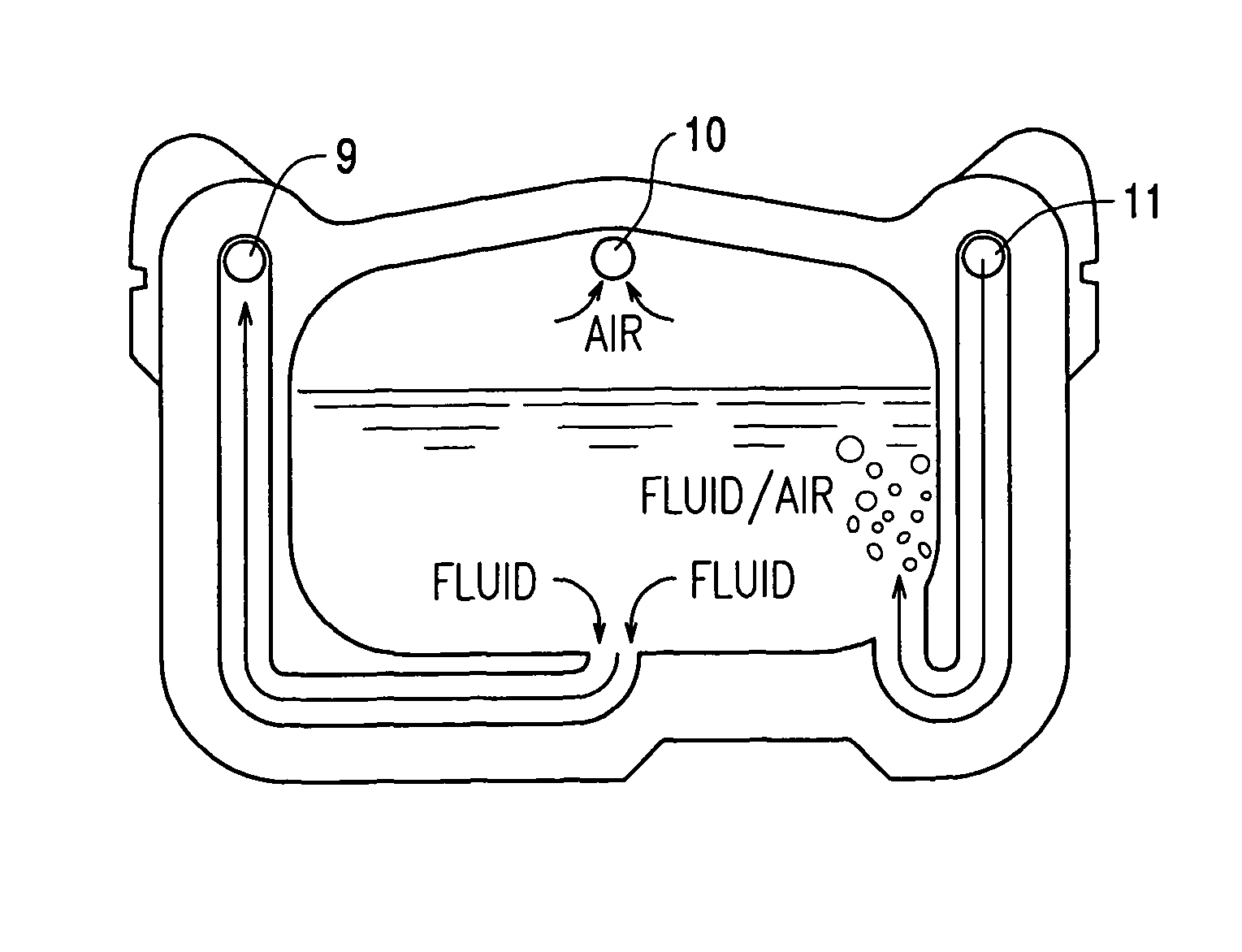 Device for separating gas from a liquid path