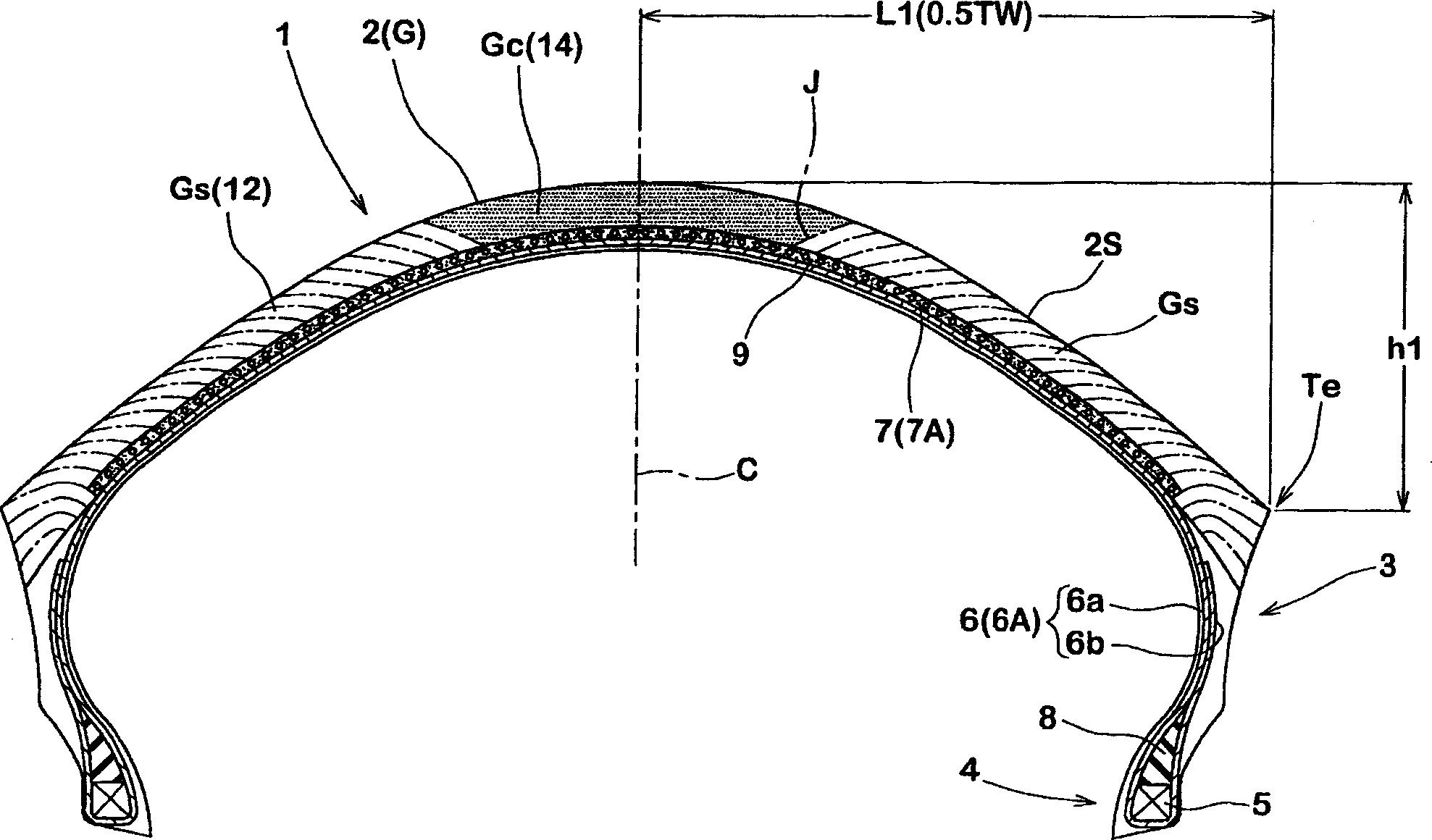 Tire for two-wheeled vehicle and manufacturing method of the same