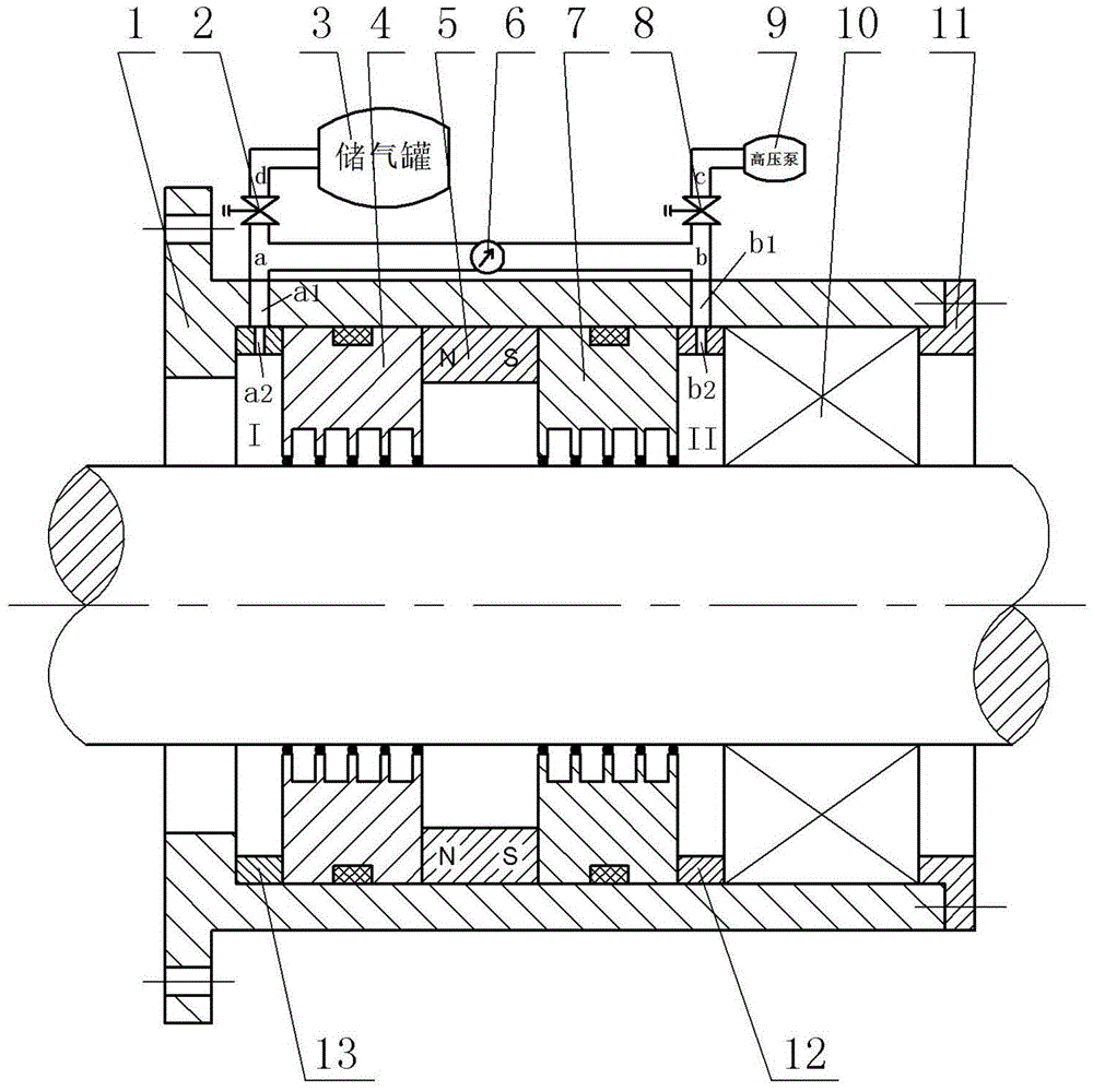 A device for improving the pressure resistance of magnetic liquid seals