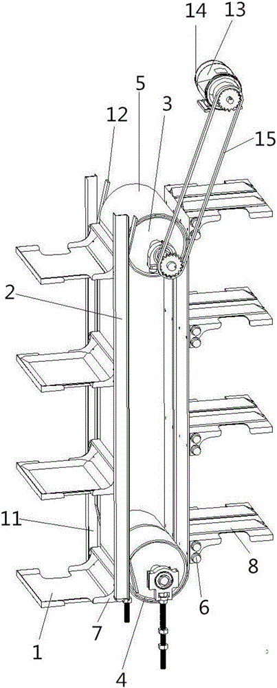 Vertical circulation transmission structure of serving machine