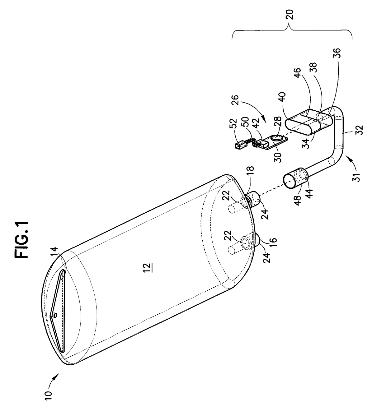 Fluid container with fluid identification sensor and method