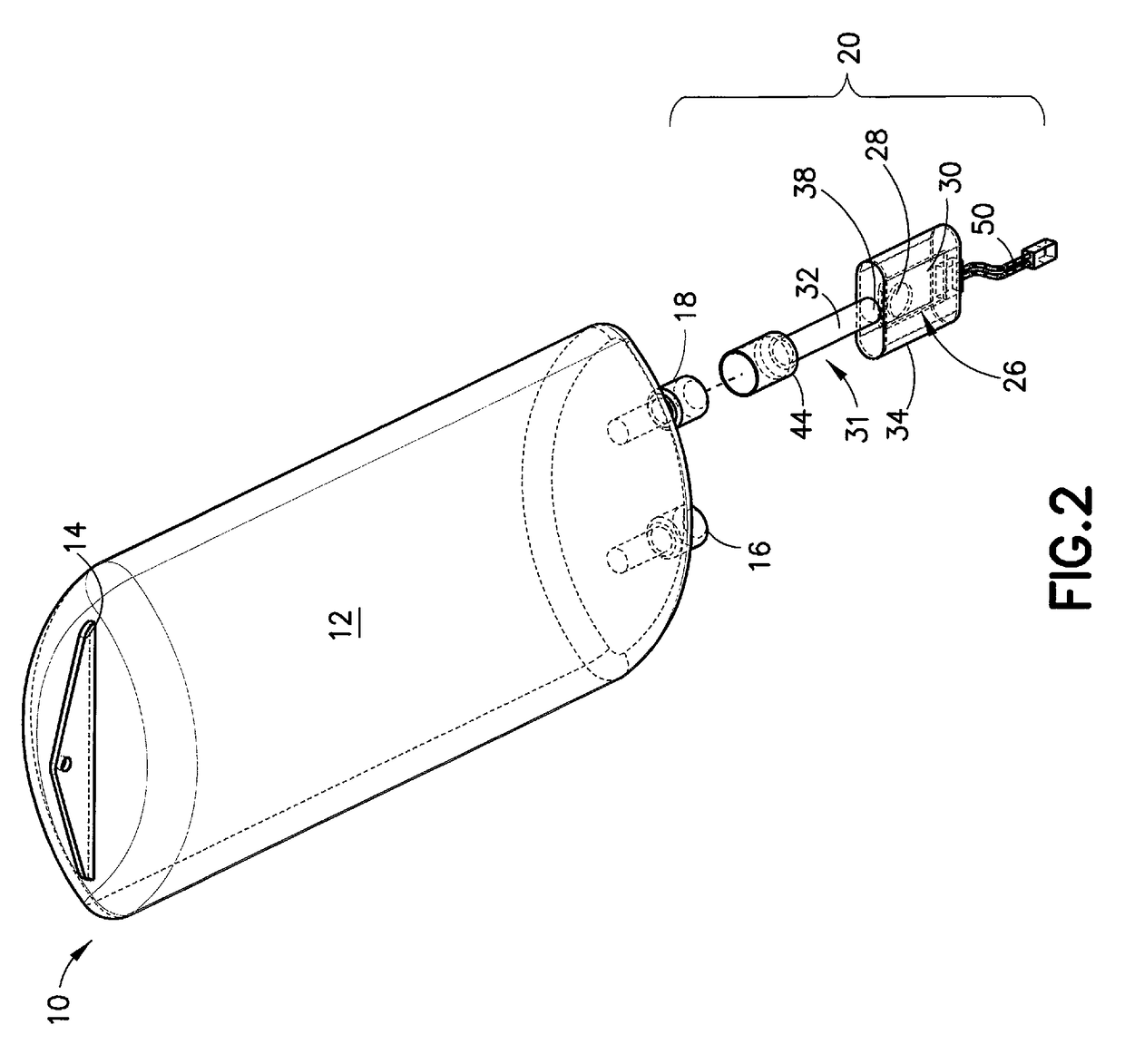 Fluid container with fluid identification sensor and method